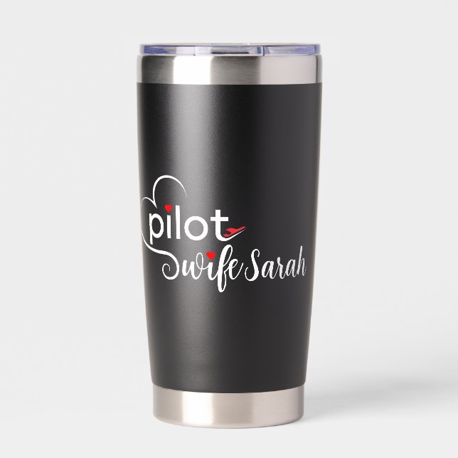 Ehefrau-Typografie und Flugzeug, einfach, Minimali Thermobecher (Vorderseite)