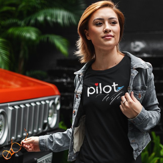 Ehefrau-Typografie und Flugzeug, einfach, Minimali Tri-Blend Shirt (Von Creator hochgeladen)