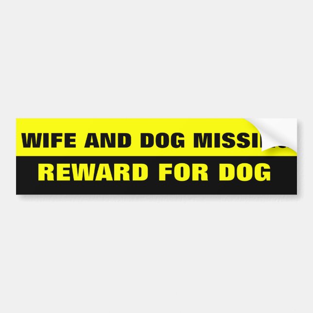 EHEFRAU UND HUND VERMISST AUTOAUFKLEBER (Vorne)