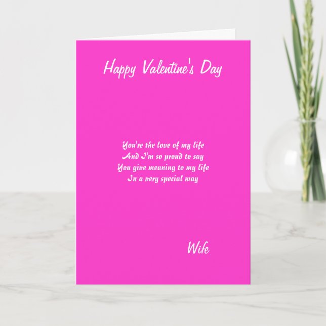 Ehefrau Valentinstag Grußkarten Feiertagskarte (Vorderseite)