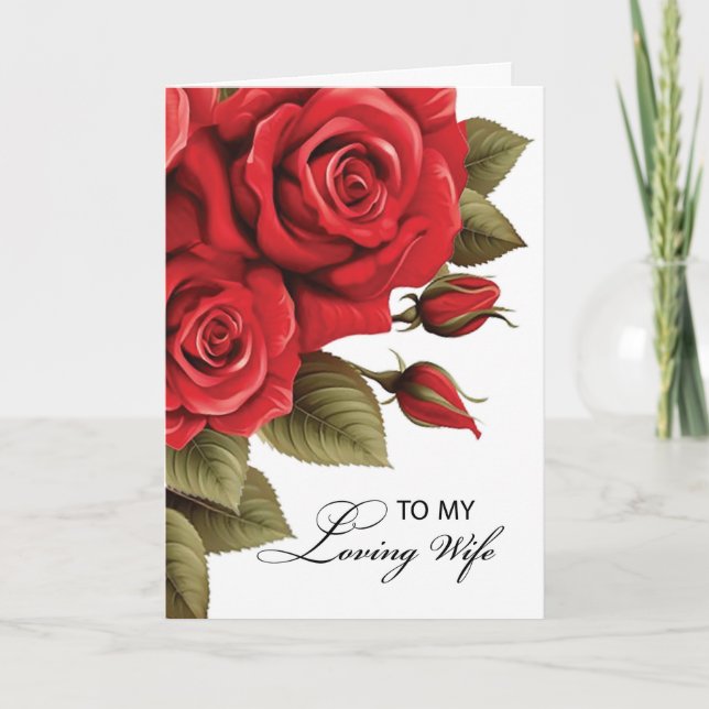 Ehefrau Valentinstag Liebe Rote Rosen Karte (Vorderseite)