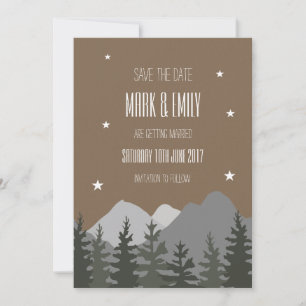 Ehekarte Bäume und Berge Datum speichern Save The Date