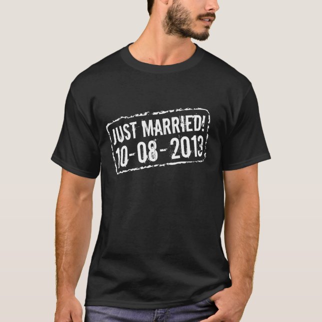 Ehelosiges T-Shirt mit Briefmarke zum Hochzeitstag (Vorderseite)