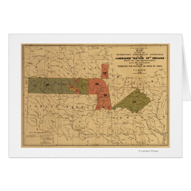 Ehemalige Grenzen von Cherokee "Nation of"-Amerika (Vorderseite (Horizontal))