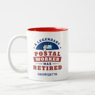 Ehemaliger Postmitarbeiter Scherz Ruhestand Person Zweifarbige Tasse