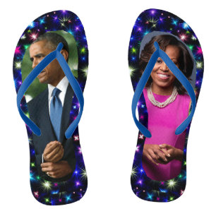 EHEMALIGER PRÄSIDENT OBAMA UND MICHELLE FLIP FLOPS
