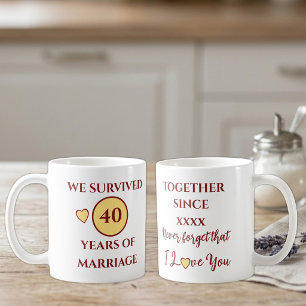 Ehemann 40 Jahre Ehe est Jahr gelb rot Kaffeetasse