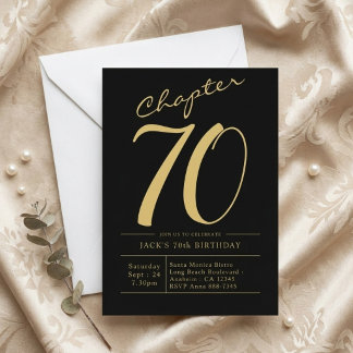 Ehemann 70. Geburtstag Siebzig Schwarz Gold Party  Einladung