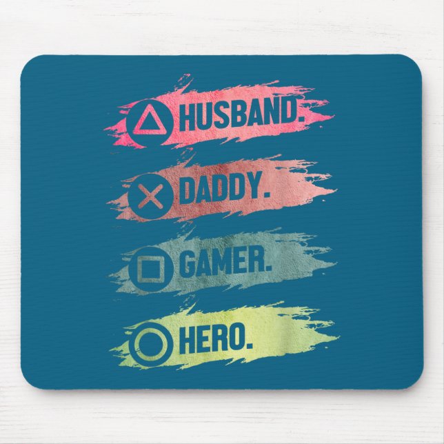 Ehemann Daddy Gamer Held Gaming-Design Mousepad (Vorne)