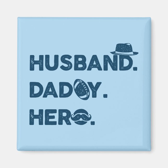 Ehemann. Daddy. Held. Retro-Grafik Magnet (Vorne)