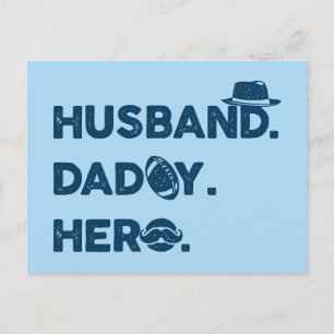 Ehemann. Daddy. Held. Retro-Grafik Postkarte