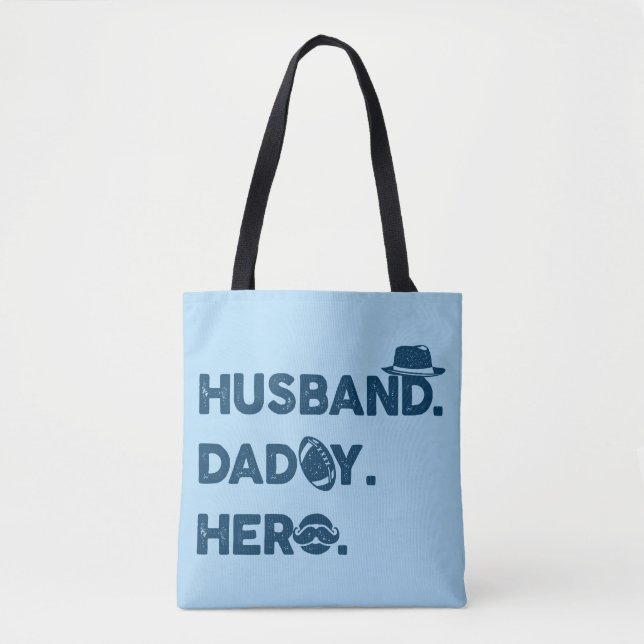 Ehemann. Daddy. Held. Retro-Grafik Tasche (Vorderseite)
