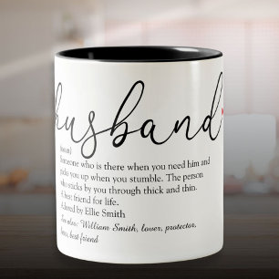 Ehemann-Definitions-Skript Liebe Herz Zweifarbige Tasse