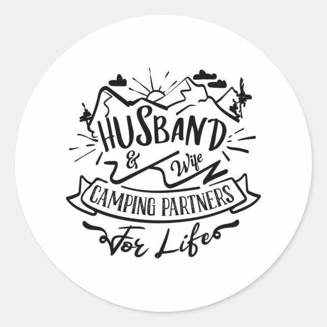 Ehemann & Ehefrau Camping Partner für das Leben Runder Aufkleber (Vorderseite)