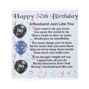 Ehemann-Gedicht - 50. Geburtstag Notizblock