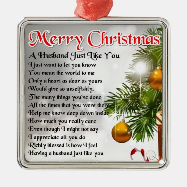 Ehemann-Gedicht - Weihnachtsentwurf Silbernes Ornament (Vorne)