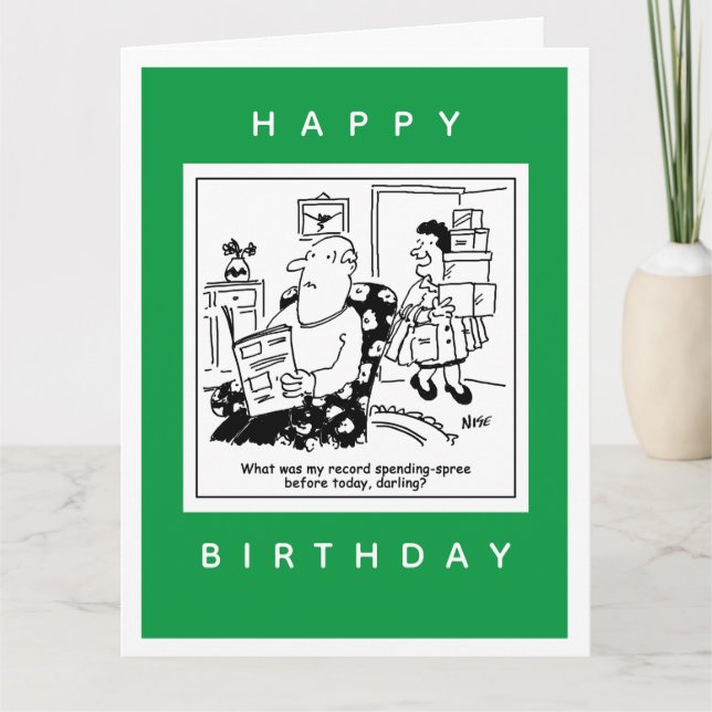 Ehemann in Schock über den Cartoon der Ehefrau Aus Karte (Vorderseite)