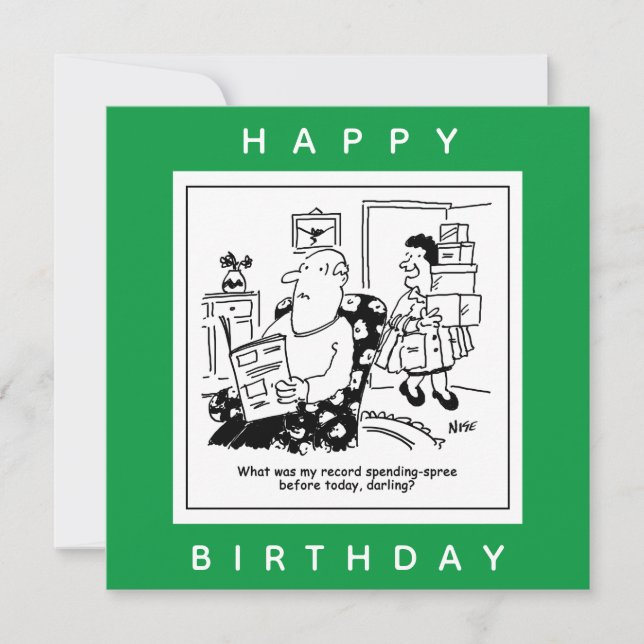 Ehemann in Schock über den Cartoon der Ehefrau Aus Karte (Vorderseite)