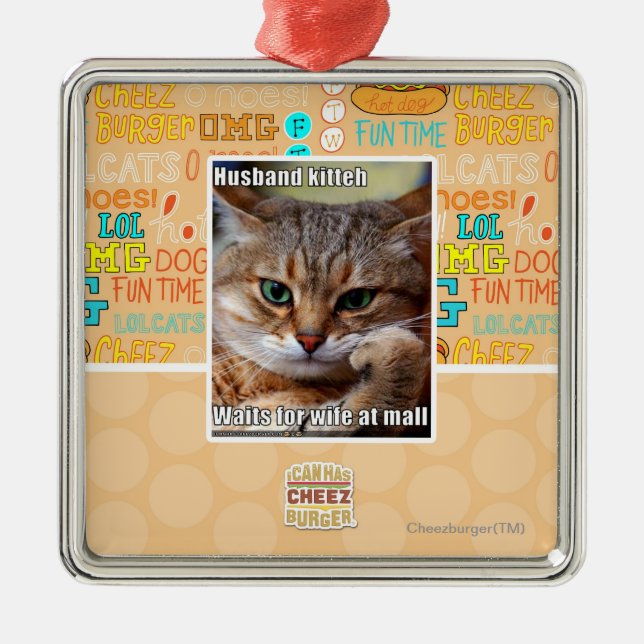Ehemann Kitteh Ornament Aus Metall (Vorne)