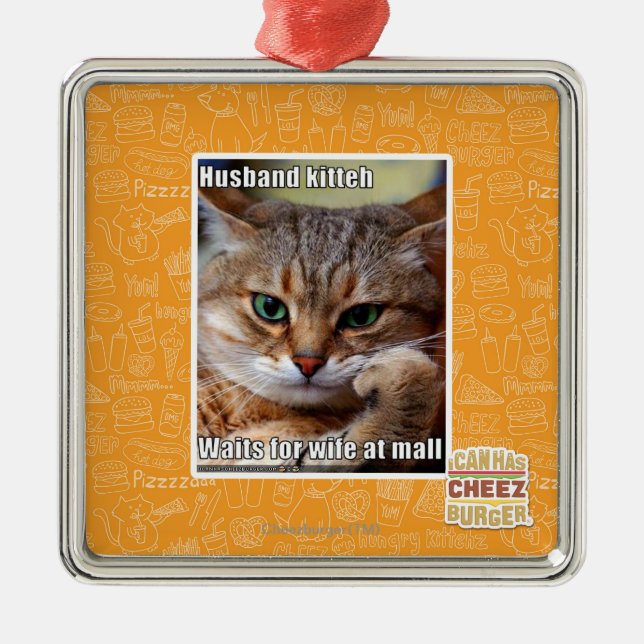 Ehemann Kitteh Ornament Aus Metall (Vorne)