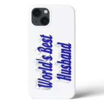 Ehemann mit blauem iPhone-Case mit Text