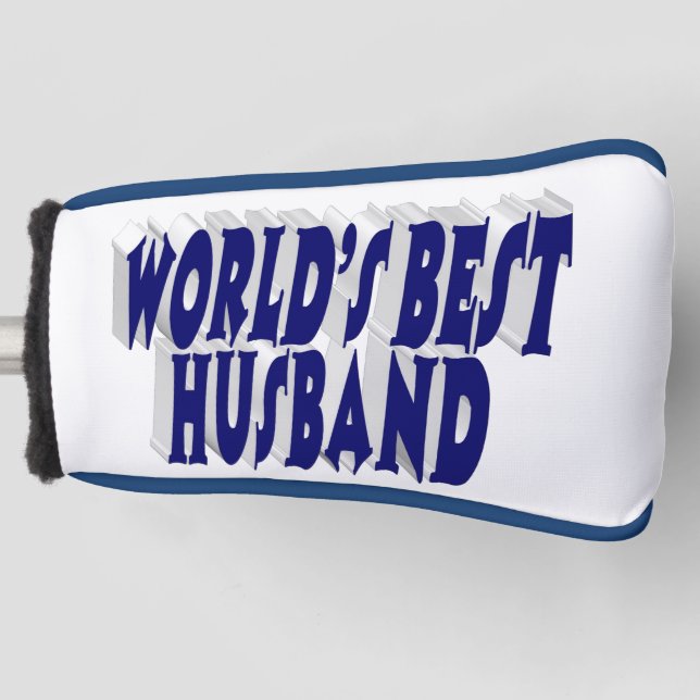 Ehemann mit dunkelblauem Text Golf Headcover (Vorderseite)
