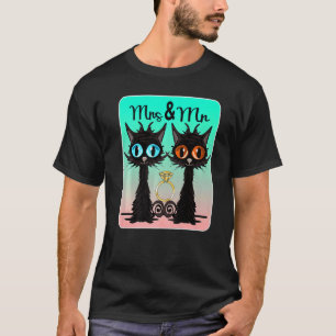 Ehemann und Ehefrau heirateten Katzenpaar-Hochzeit T-Shirt