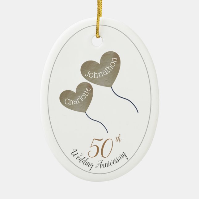 Ehemann und Ehefrau zum 50. Geburtstag der Goldene Keramik Ornament (Vorne)