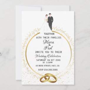 Ehemann und Ringe Glitzer Hochzeit Einladung