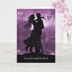 Ehemann Valentinstag mit silhouettiertem Paar  Karte