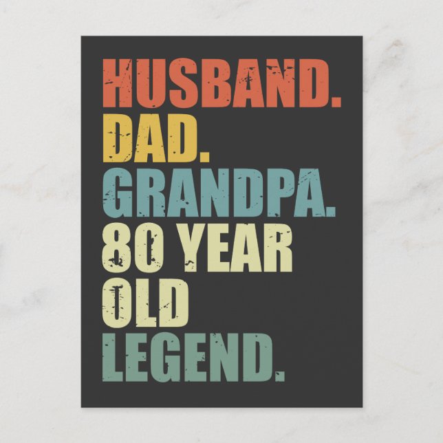 Ehemann Vater Opa 80 Jahre alte Legende 80. Geburt Postkarte (Vorderseite)