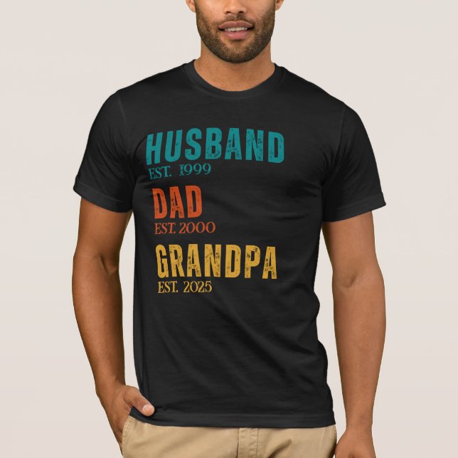 Ehemann Vater Opa Personalisiert Est. Jahre Retro T-Shirt (Vorderseite)