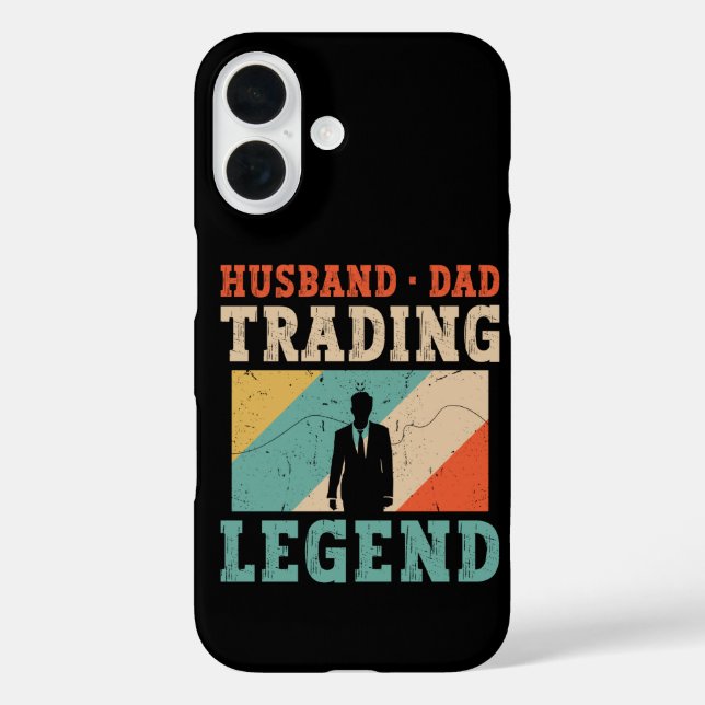 Ehemann Vater Trading Retro, Daytrader Börse iPhone 16 Hülle (Rückseite)