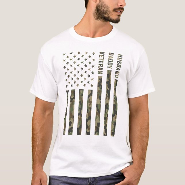 Ehemann-Vati-Veteranen-patriotische T-Shirt (Vorderseite)