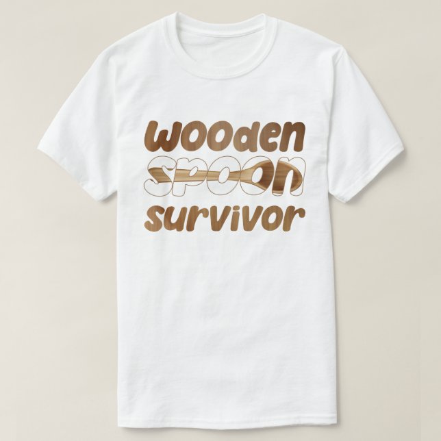 Ehemänner aus Holz-Löffel-Überlebende Sarcastic Qu T-Shirt (Design vorne)
