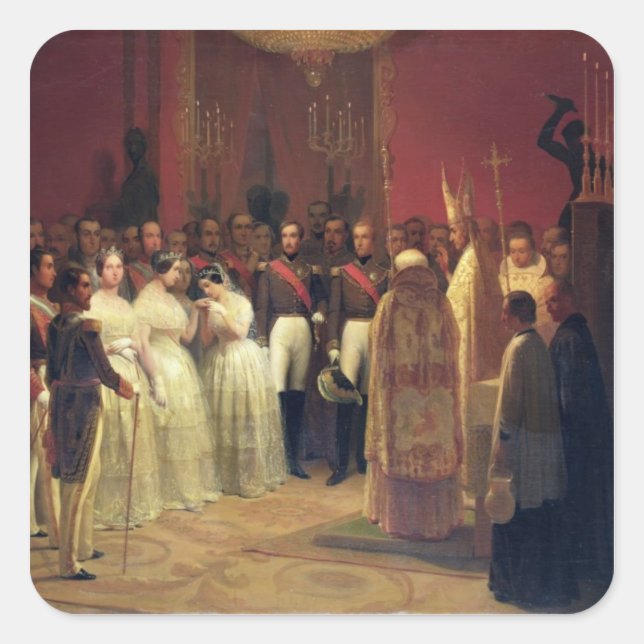 Ehen der Königin Isabella II Quadratischer Aufkleber (Vorderseite)
