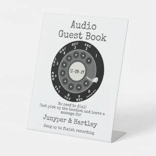 Ehepaar-Audio-Gästebuch Black Rotary Dial Sign Sockelschild