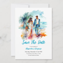 Ehepaar bei Beach Watercolor Hochzeit | SAVE THE D