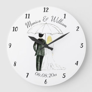 Ehepaar Ehe Ehe Ehe schick Aquarell Große Wanduhr