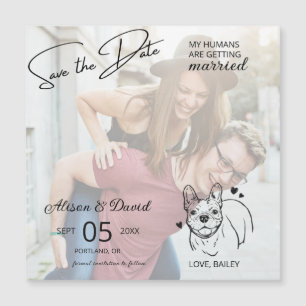 Ehepaar-Foto-Bulldog-Hochzeit rettet das Datum Magneteinladung