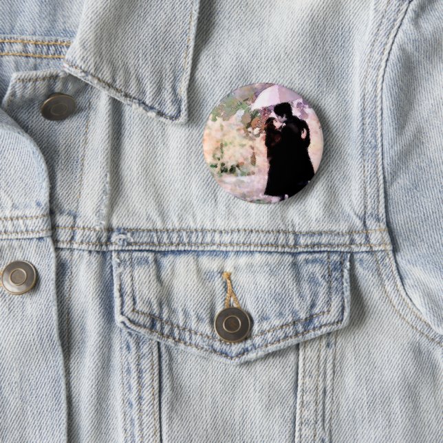 Ehepaar in Liebe Küssen im Regen Abstrakte Kunst Button (Beispiel)