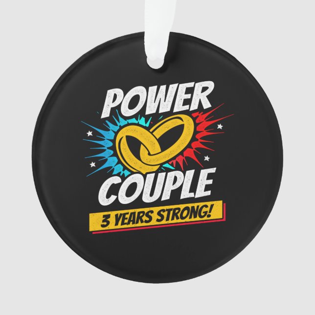 Ehepaar Married 3 Years - 3rd Wedding Anniversary Ornament (Vorderseite)