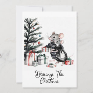 Ehepaar mit Weihnachtsbaumkarten Feiertagskarte