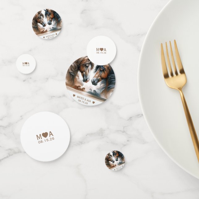 Ehepaar Monogram Brown Pferde Konfetti (Gruppe)