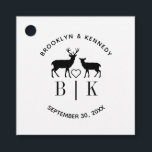 Ehepaar Name Deer Monogram Rustic Country Wedding Geschenkanhänger<br><div class="desc">Ein elegantes Reh rustikale Hochzeit Monogramm Ehepaar Namenstext-Design für Sie,  um mit den Namen,  Initialen und Hochzeitsdatum des glücklichen Paares anpassen. Mit dem Design-Tool können Sie die Größe und den Abstand der Schriftart ändern.</div>