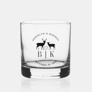 Ehepaar Name Deer Monogram Rustic Country Wedding Whiskyglas
