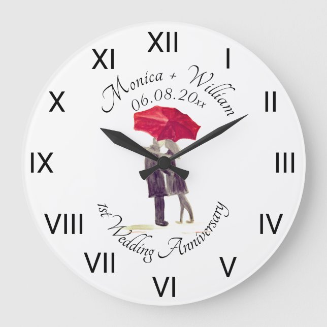 Ehepaar Papier Jahrestag römische Zahlen La Große Wanduhr (Vorderseite)