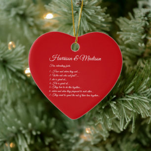 Ehepaar, rotes Herz Couple Fun Fakten Custom Foto Keramik Ornament