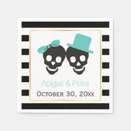 Ehepaar und Streifen aqua Halloween Serviette