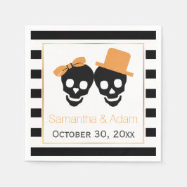 Ehepaar und Streifen Halloween Hochzeit Serviette